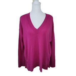 Banana Republic 100% Merino Wool V-Neck Sweater Pink Magenta Classic Women’s L